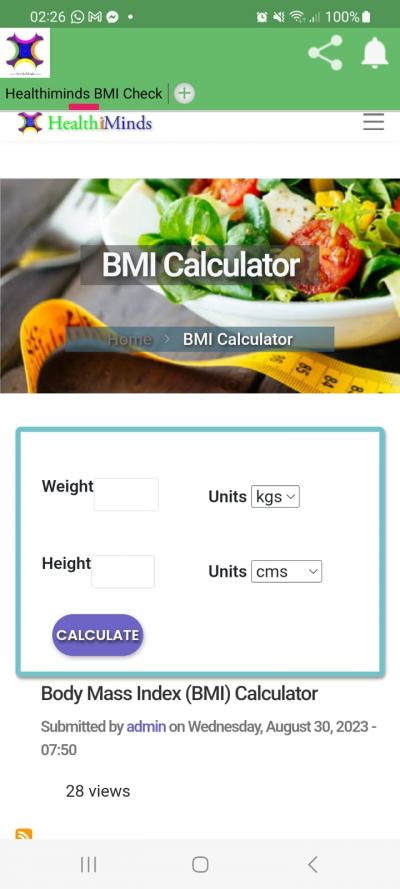 HealthiMinds BMI Calculator