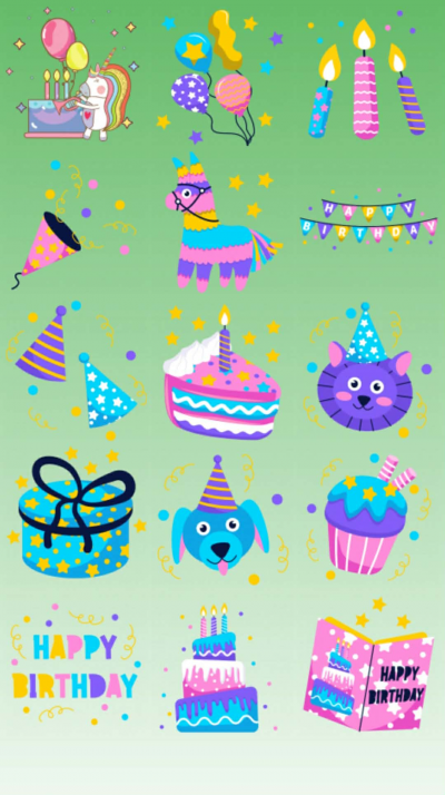 Happy birthday stickers