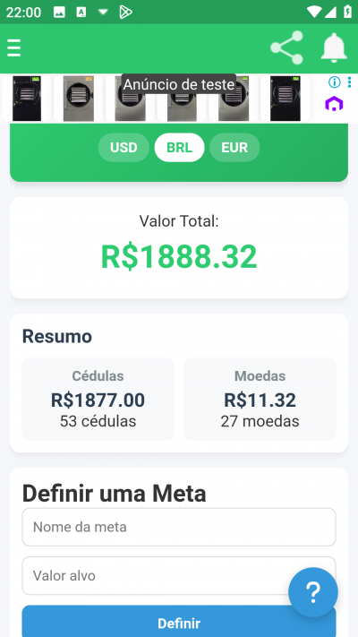 Contador Moedas e Cédulas