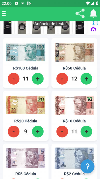 Contador Moedas e Cédulas