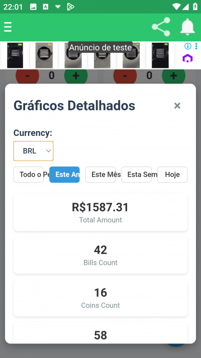 Contador Moedas e Cédulas