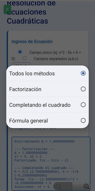 Resolver ecuaciones cuadraticas
