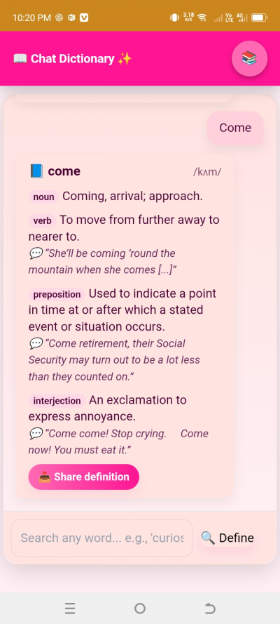 Chat dictionary