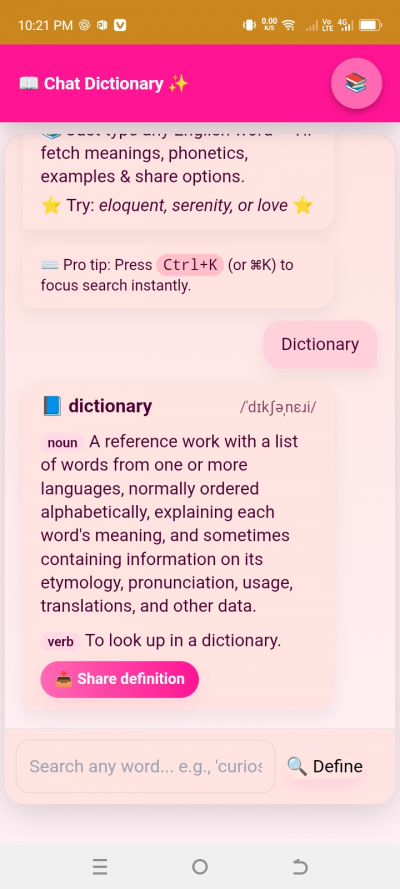 Chat dictionary