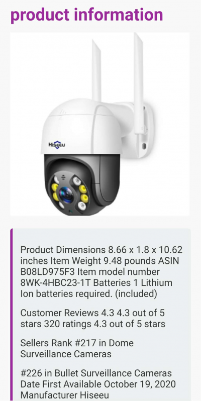 Hiseeu PTZ security camera advice