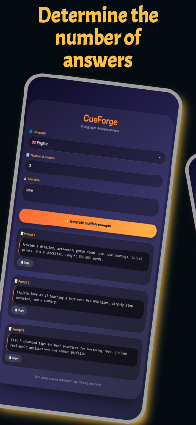 CueForge - مولد برومتات