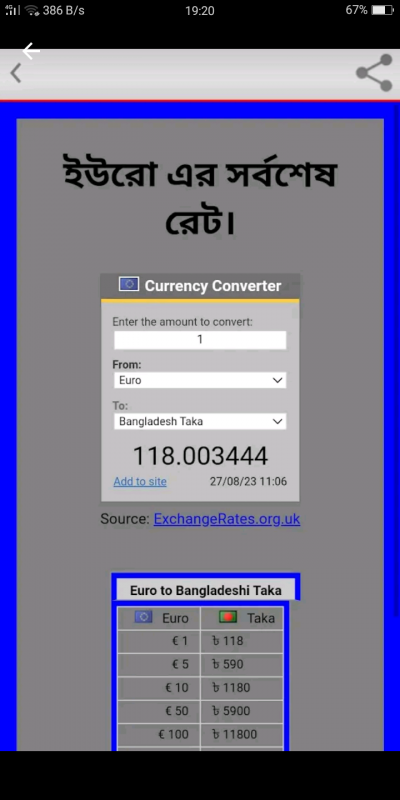 বাংলাদেশি টাকার রেট