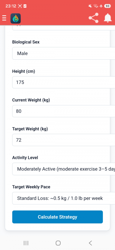Weight Loss & Calorie Calculator